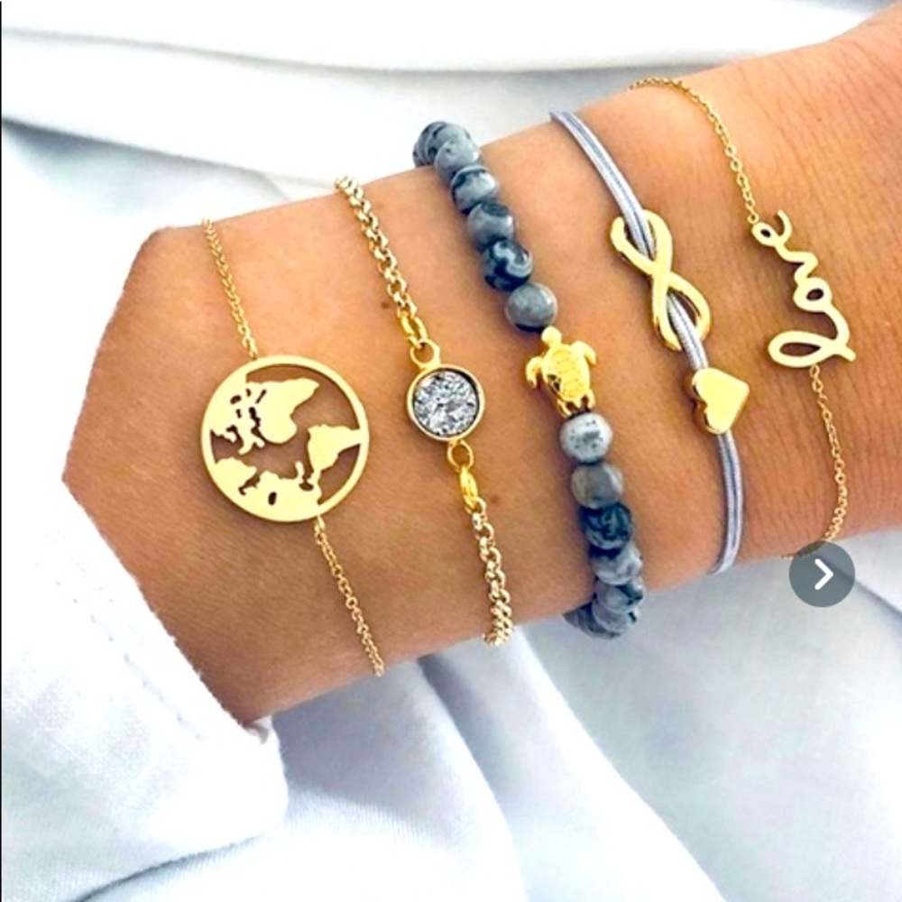 Women’s Love Turtles, Beads and Chain Bracelet